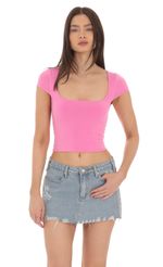 Picture Short Sleeve Crop Top in Maroon. Source: https://media-img.lucyinthesky.com/data/Mar24/150xAUTO/25e3fde2-8e56-4e3c-88fc-fc330fa68b52.jpg