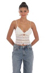 Picture Lace Two-Tone Top in Cream and White. Source: https://media-img.lucyinthesky.com/data/Mar24/150xAUTO/2a6e7406-8ab9-4e4d-be1b-82a84c840b0d.jpg