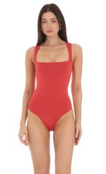 Picture Square Neck Bodysuit in Red. Source: https://media-img.lucyinthesky.com/data/Mar24/150xAUTO/2fa2deec-c6bc-45e5-a961-984183ab86f4.jpg