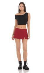 Picture Side Slit Mini Skirt in Red. Source: https://media-img.lucyinthesky.com/data/Mar24/150xAUTO/339d40c1-10e8-4b1e-a7ea-cf9169e6be6b.jpg