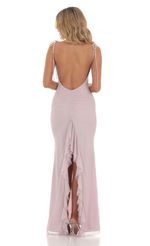 Picture Mesh Open Back Maxi Dress in Lilac. Source: https://media-img.lucyinthesky.com/data/Mar24/150xAUTO/353ea363-d417-4830-8db6-d161d36e2bf6.jpg