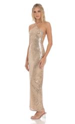 Picture Sequin Halter Maxi Dress in Gold. Source: https://media-img.lucyinthesky.com/data/Mar24/150xAUTO/4f07ef17-704b-435f-8df5-a1036b6fb445.jpg