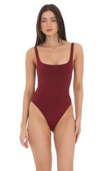 Picture Basic Tank Bodysuit in Maroon. Source: https://media-img.lucyinthesky.com/data/Mar24/150xAUTO/50f60384-95cd-4828-9644-8a50d08c22d4.jpg