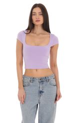 Picture Short Sleeve Crop Top in Lavender. Source: https://media-img.lucyinthesky.com/data/Mar24/150xAUTO/566e2f77-3e48-4c28-a103-8f05b0a91e46.jpg