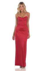 Picture Satin Bodycon Maxi Dress in Red. Source: https://media-img.lucyinthesky.com/data/Mar24/150xAUTO/5b6503ce-e6c0-4c3f-b5d0-a8dcca98902b.jpg