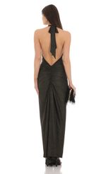 Picture Gathered Back Halter BodyCon Maxi Dress in Black. Source: https://media-img.lucyinthesky.com/data/Mar24/150xAUTO/62d17ed0-5dbd-491b-be72-0c9f648d5fe4.jpg