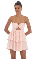 Picture Strapless Twist Cutout Dress in Pink. Source: https://media-img.lucyinthesky.com/data/Mar24/150xAUTO/63df65e0-bb1d-4b71-b916-3a9f6dd03e70.jpg