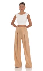 Picture Wide Shimmer Striped Pants in Light Brown. Source: https://media-img.lucyinthesky.com/data/Mar24/150xAUTO/9cc91f7a-9af0-4d80-9cee-977d5fbdf27f.jpg
