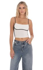 Picture Outline Crop Top in Navy. Source: https://media-img.lucyinthesky.com/data/Mar24/150xAUTO/ca28b5ed-062f-4e76-a84d-a6ff9677ff6e.jpg