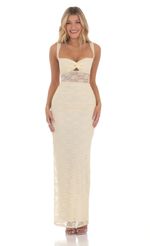 Picture Sequin Pear Twist Ruched Maxi Dress in White. Source: https://media-img.lucyinthesky.com/data/Mar24/150xAUTO/ccd42f9a-20e5-43a9-91c0-9f22101a2348.jpg