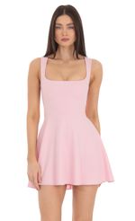 Picture Back Bow A-Line Dress in Pink. Source: https://media-img.lucyinthesky.com/data/Mar24/150xAUTO/dda40a43-c829-4ba9-a8e3-9b860d9b8178.jpg