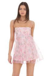 Picture Dotted Floral Babydoll Dress in Pink. Source: https://media-img.lucyinthesky.com/data/Mar24/150xAUTO/e935812d-f7b8-44da-9131-cf7555823409.jpg