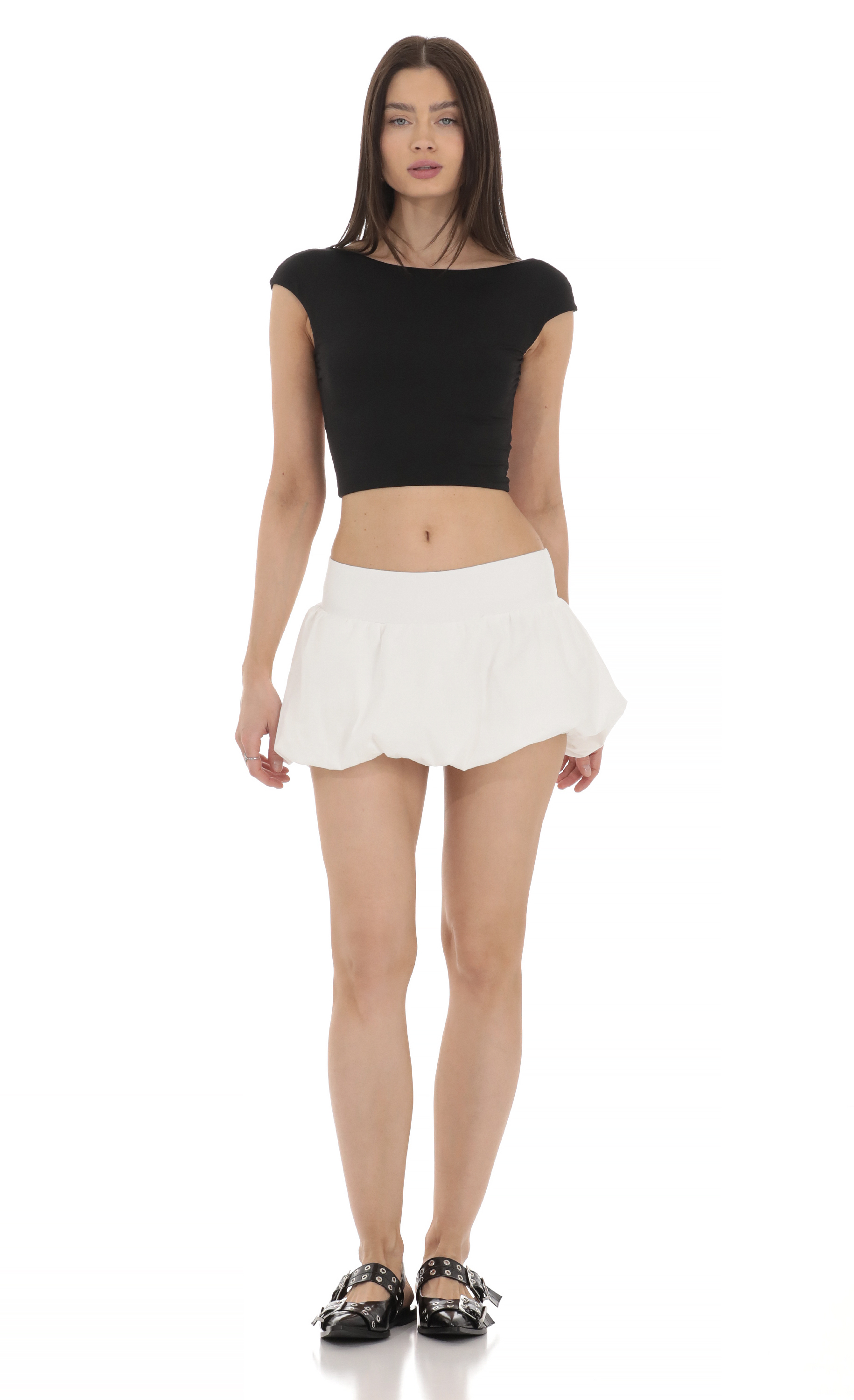Bubble Mini Skirt in White