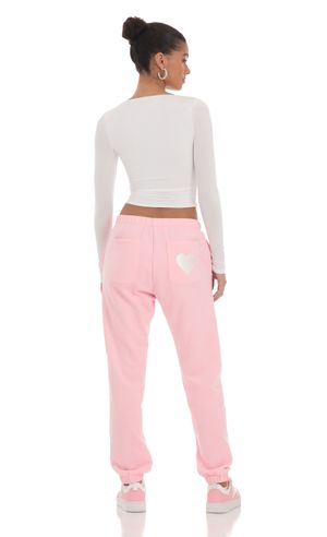 Heart Pocket Sweatpants in White