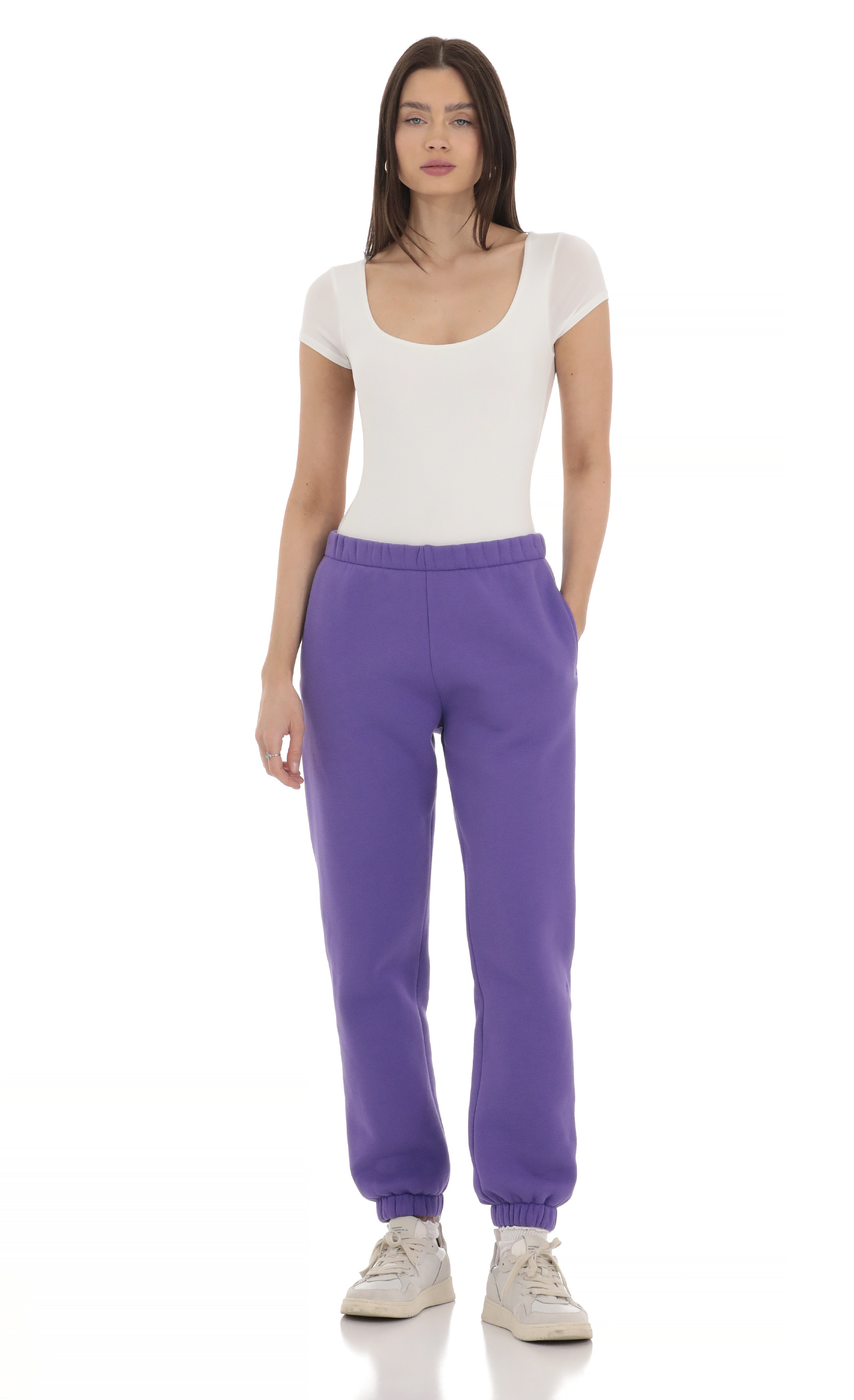 Cinched Sweatpants in Purple