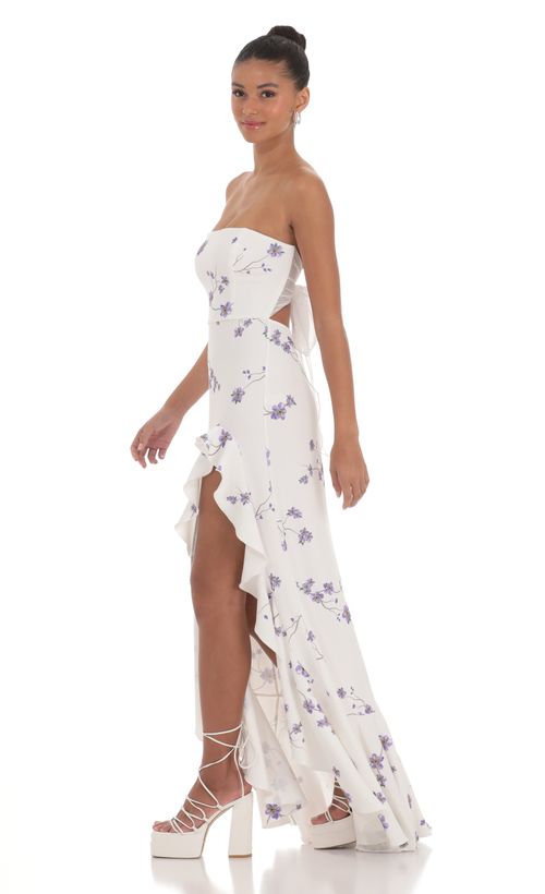 strapless open back dress VC Stylish Chic White Halter Sleeveless Backless Cutout with Bow Detail Maxi  Dress Evening Gown