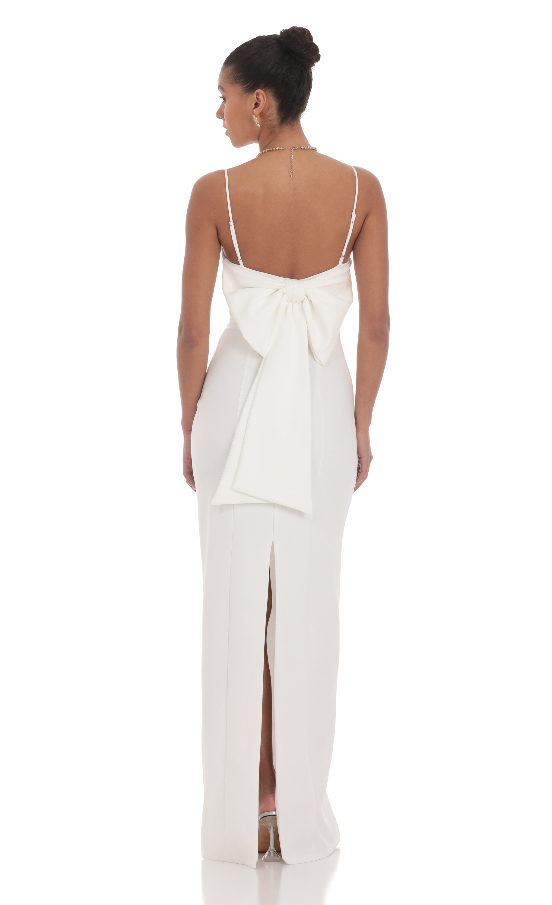 Back Bow Maxi Dress in White