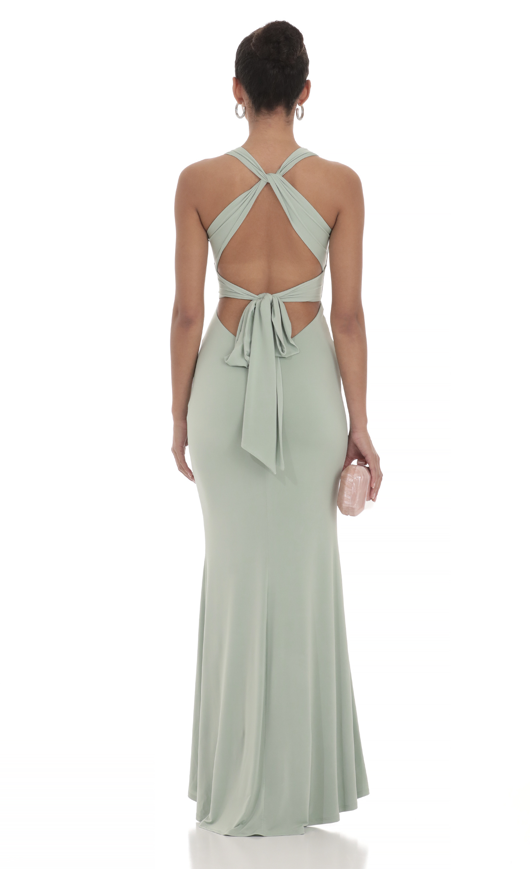 lucy in the sky sage green dress Crepe Satin Dress in Sage