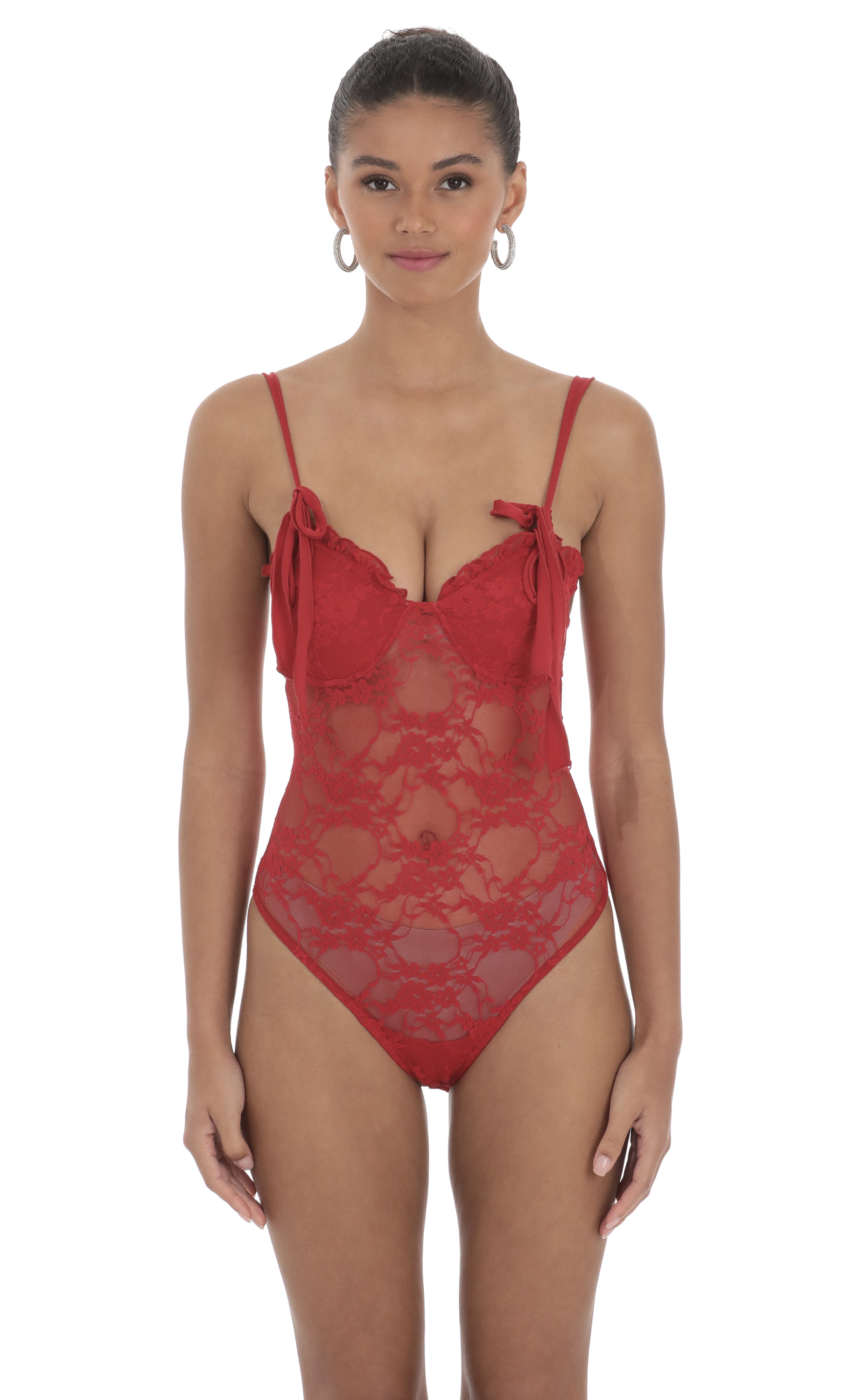 Lace Bodysuit in Red