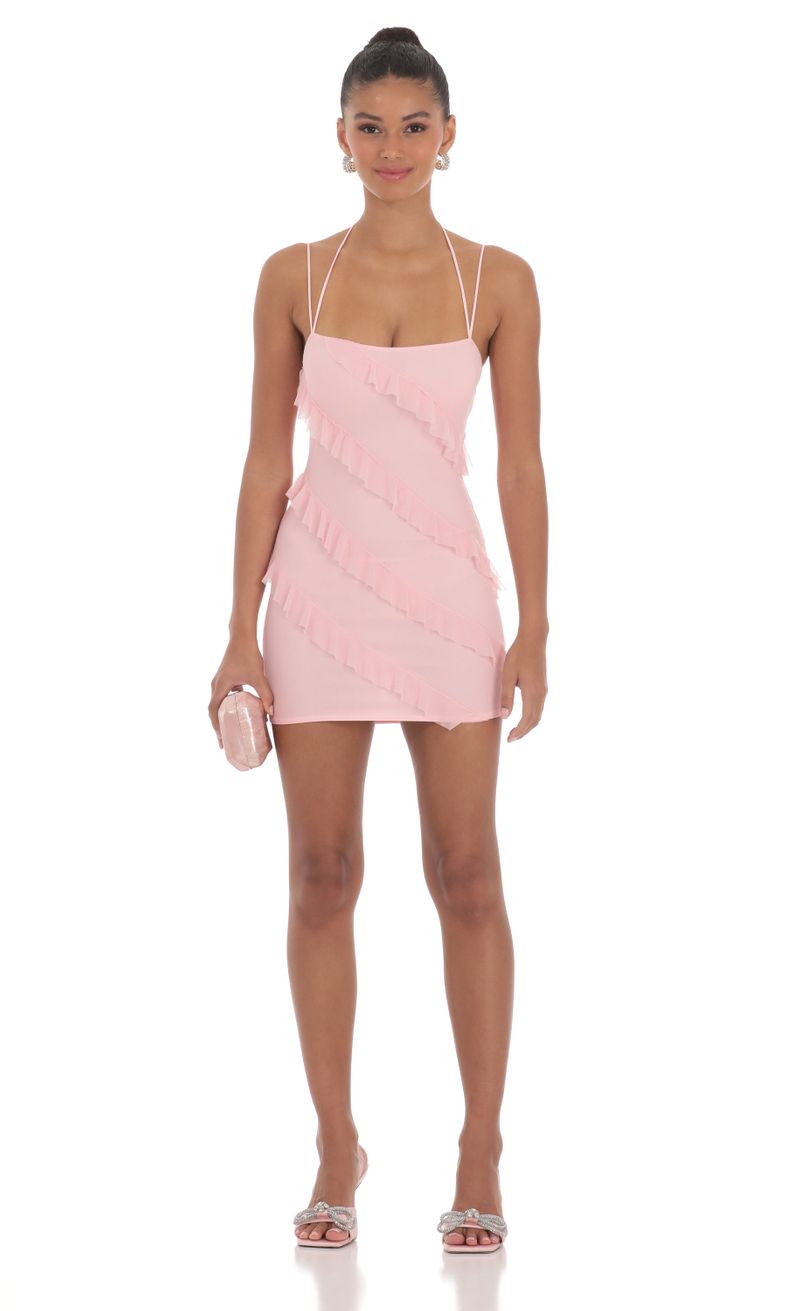 knee length dresses for ladies Karla Pink Ruffle Mini Dress main image 1