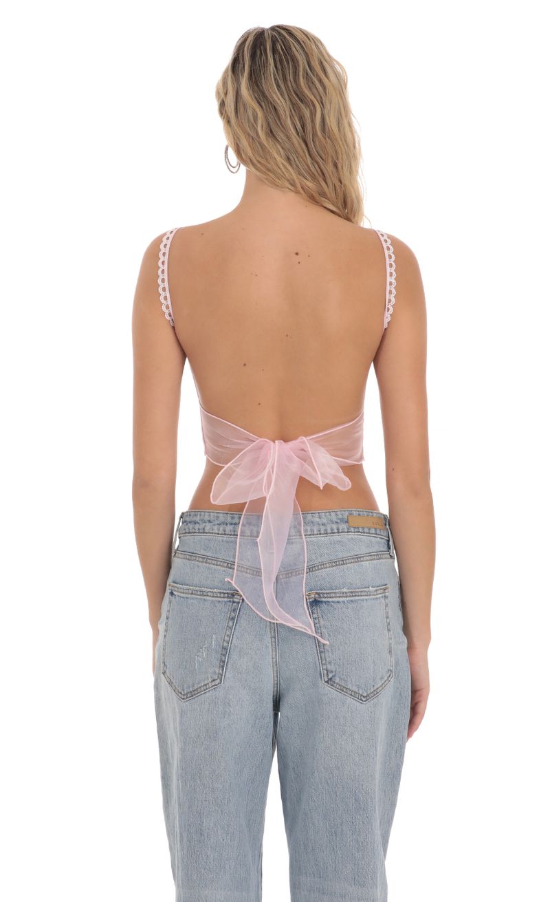 Embroidered Open Back Top in Pink | LUCY IN THE SKY