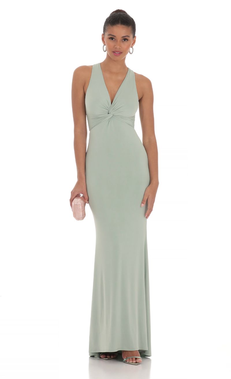 Front Twist V-Neck Maxi Dress in Sage Front Twist V-Neck Maxi Dress in Sage
