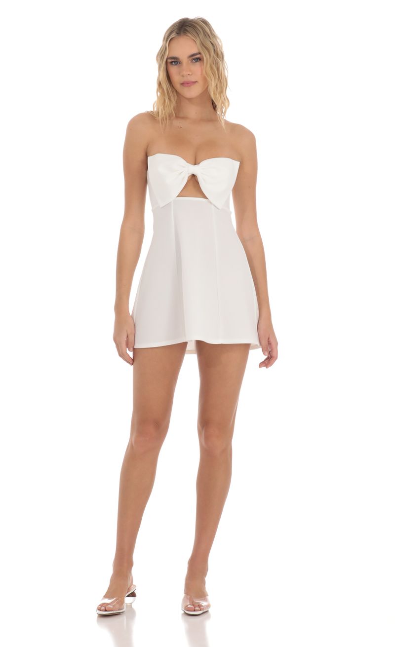 Bow Cutout Strapless Dress in White | LUCY IN THE SKY