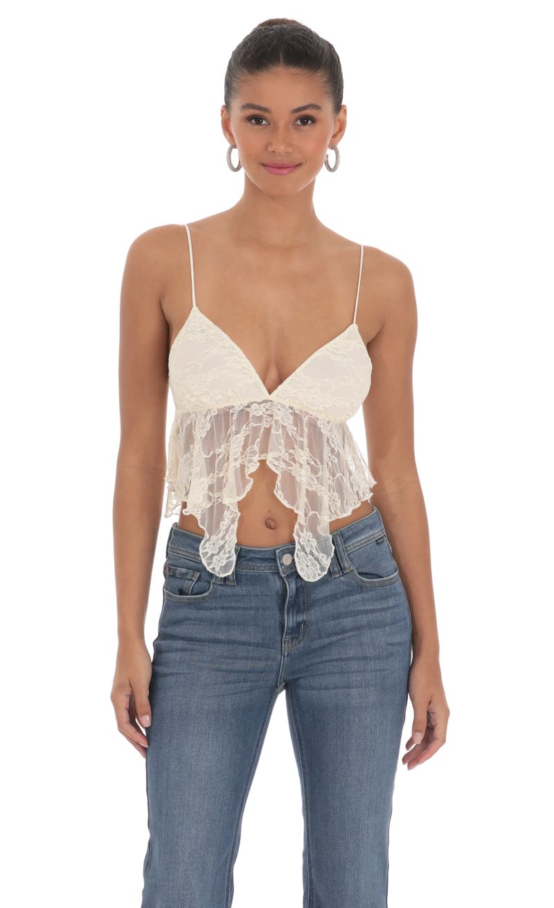 カリナ着用 zizemuseum LACE RIBBON TOP BABYSKY Sweetheart Lace Ribbon Cami Top CA514 - Acubi style | LEWKIN