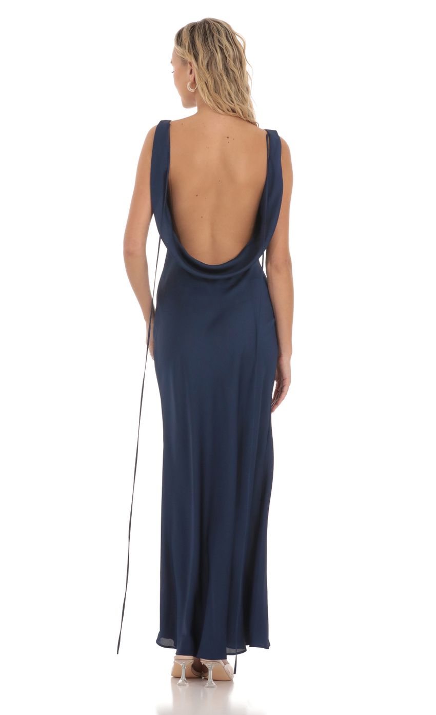 Picture Satin High Neck Open Back Maxi Dress in Navy. Source: https://media-img.lucyinthesky.com/data/Mar24/850xAUTO/11c1d333-cf84-4fd9-8cb8-70d5eb4415f7.jpg