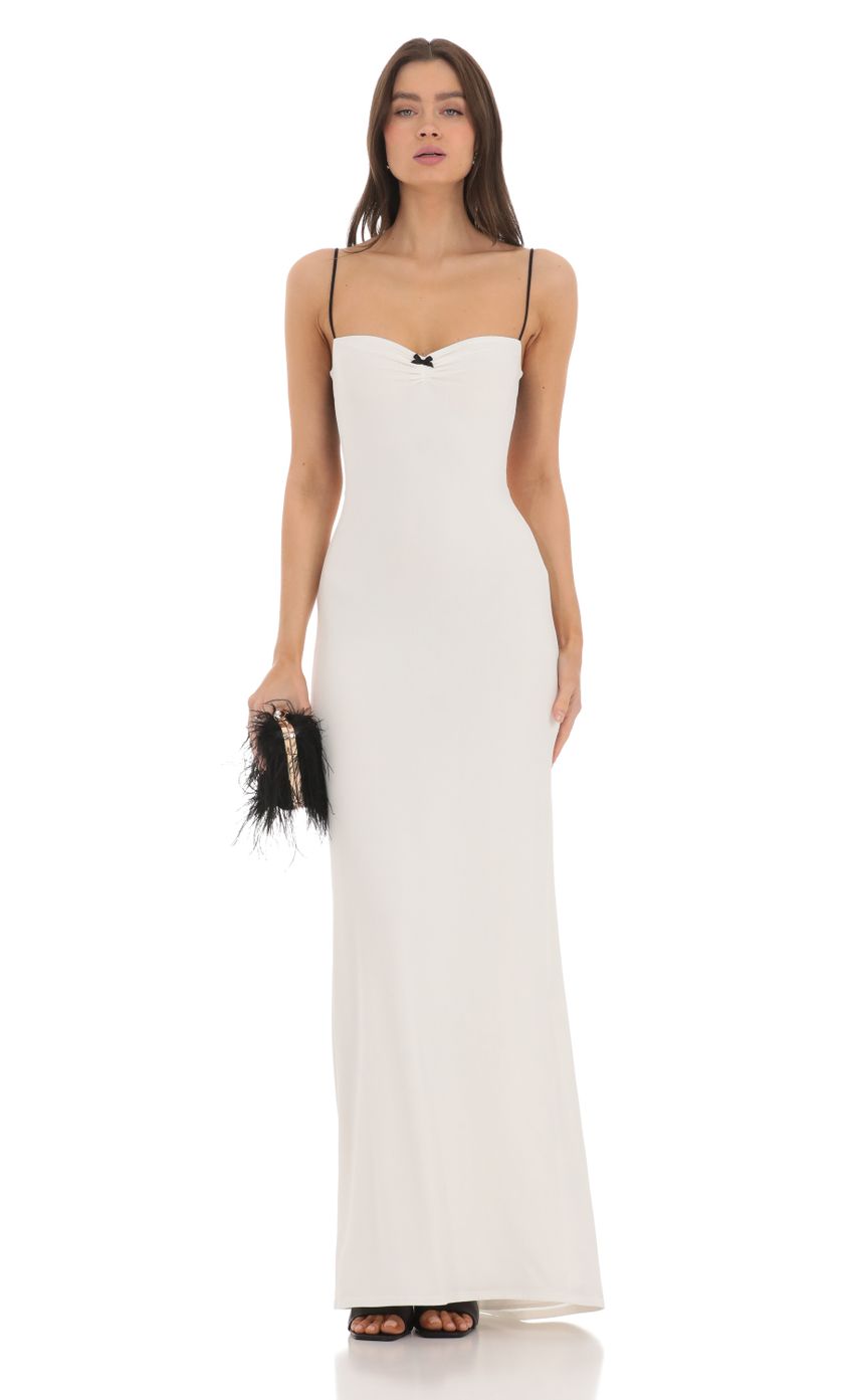 Picture Open Back Two-Toned Maxi Dress in White. Source: https://media-img.lucyinthesky.com/data/Mar24/850xAUTO/1b6dc375-f064-494d-9bdf-9613b0299687.jpg