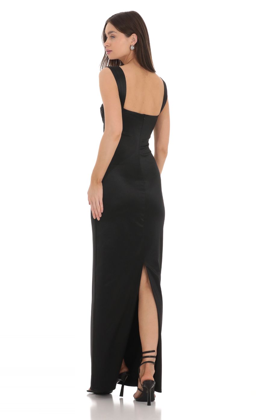 Picture Satin Maxi Dress in Black. Source: https://media-img.lucyinthesky.com/data/Mar24/850xAUTO/1bfdd3fe-b1a7-4c88-bac9-4d66225d1471.jpg