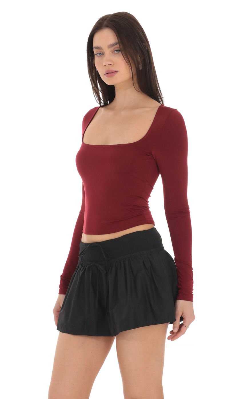 Picture Scoop Neck Long Sleeve Top in Maroon. Source: https://media-img.lucyinthesky.com/data/Mar24/850xAUTO/2342dc61-56fc-4af9-8555-8446989797b2.jpg