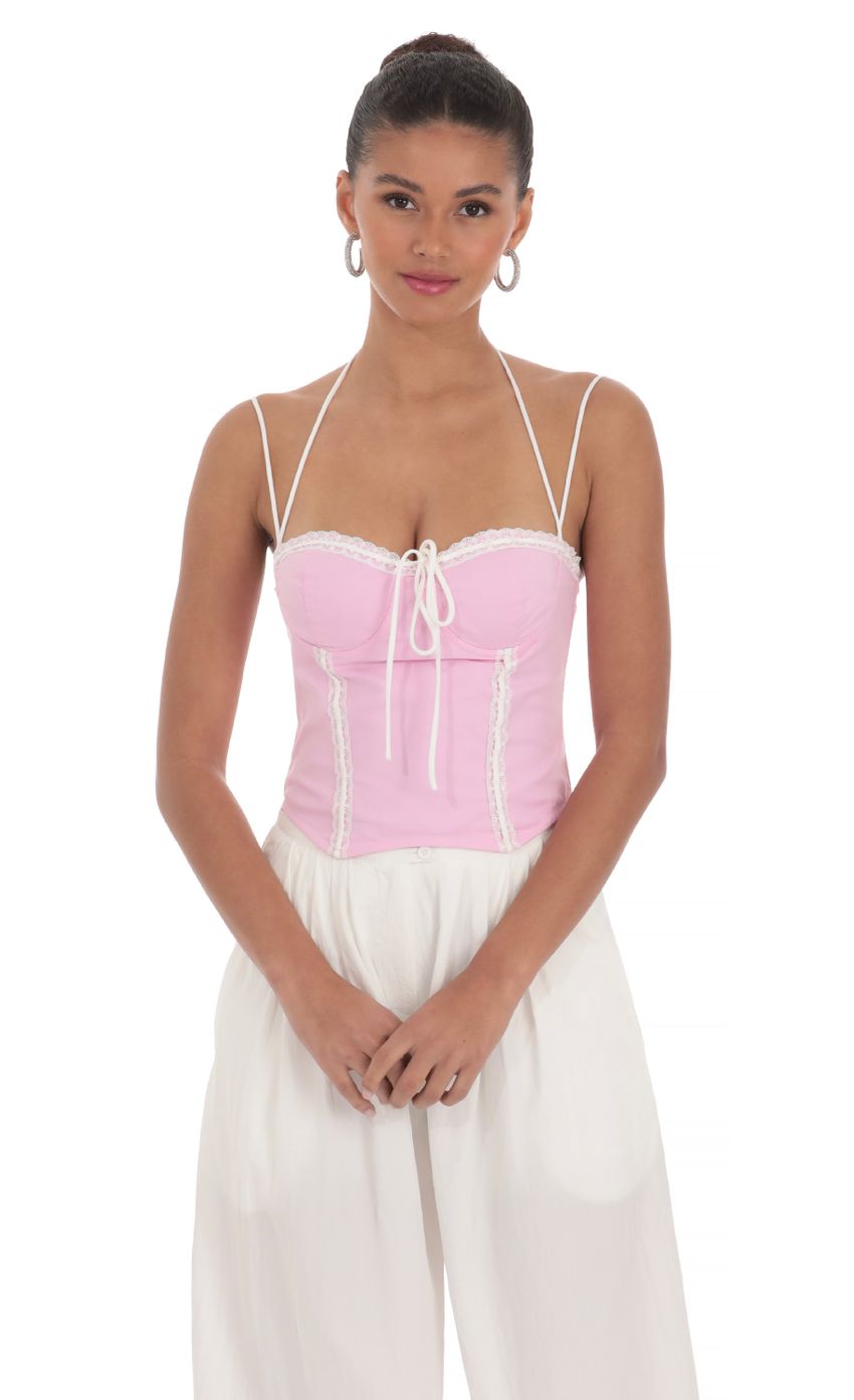 Picture Lace Halter Top in Pink. Source: https://media-img.lucyinthesky.com/data/Mar24/850xAUTO/27a9be3b-e463-4e95-9d8f-b9168e88003c.jpg
