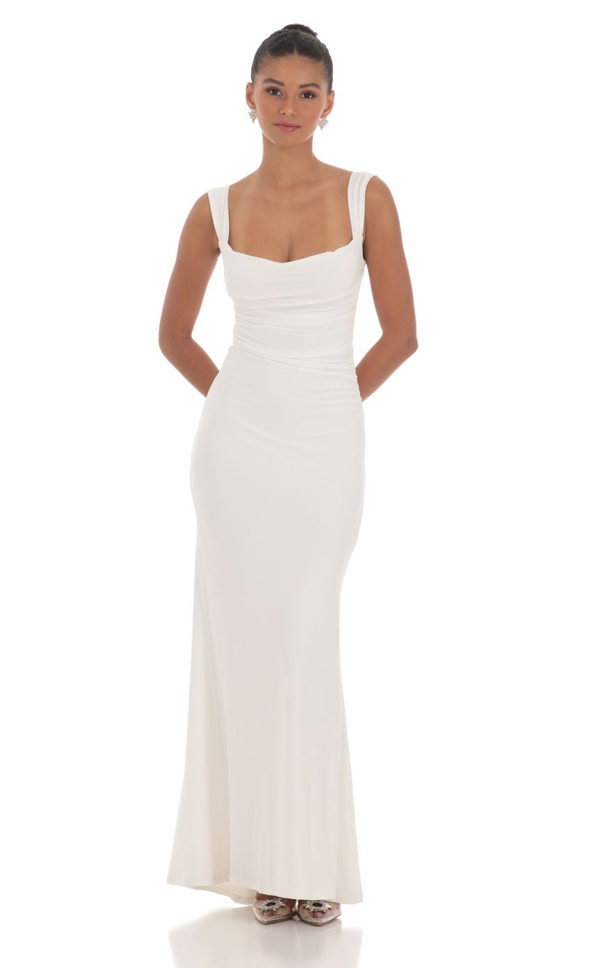 Picture Back Sequin Butterfly Maxi Dress in White. Source: https://media-img.lucyinthesky.com/data/Mar24/850xAUTO/27b0174e-beac-4b5a-bd77-8aac344c80a7.jpg
