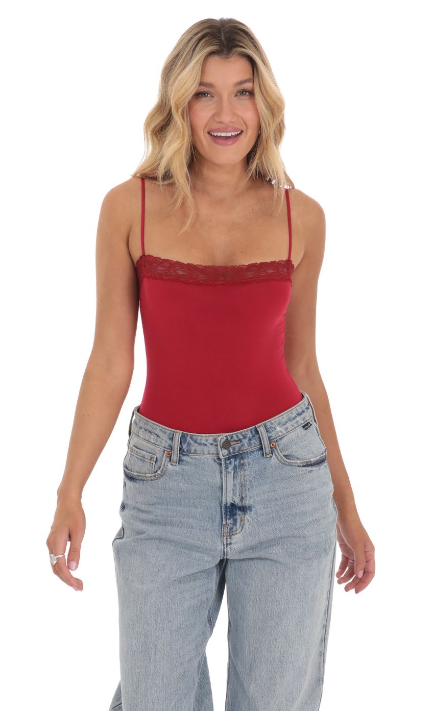 Picture Lace Square Neck Bodysuit in Red. Source: https://media-img.lucyinthesky.com/data/Mar24/850xAUTO/301c9f18-b8af-4a5d-8ac5-30b5de11967a.jpg