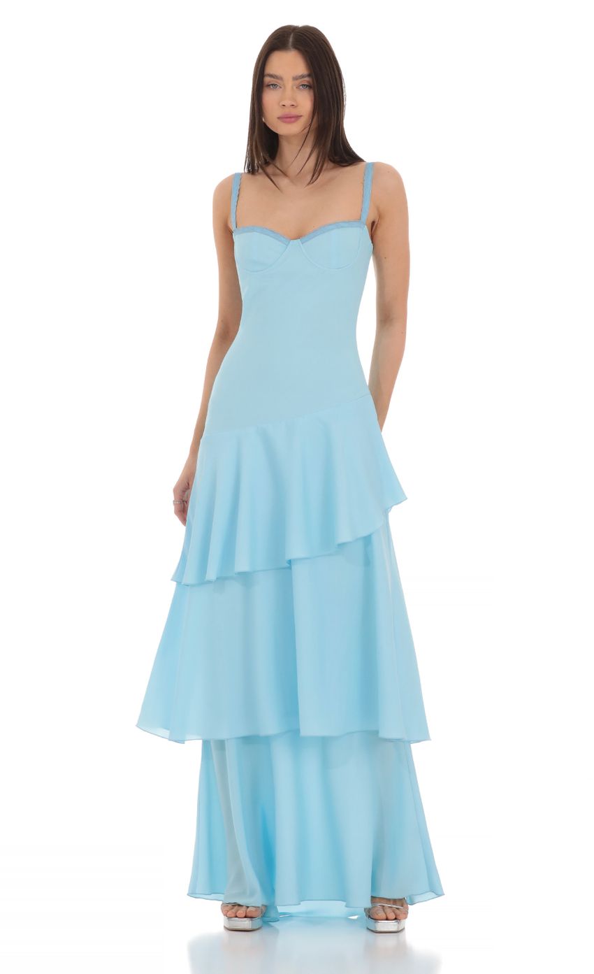 Picture Long Ruffle Maxi Dress in Light Blue. Source: https://media-img.lucyinthesky.com/data/Mar24/850xAUTO/35e78d18-c020-44b0-abce-0cef5680a30e.jpg