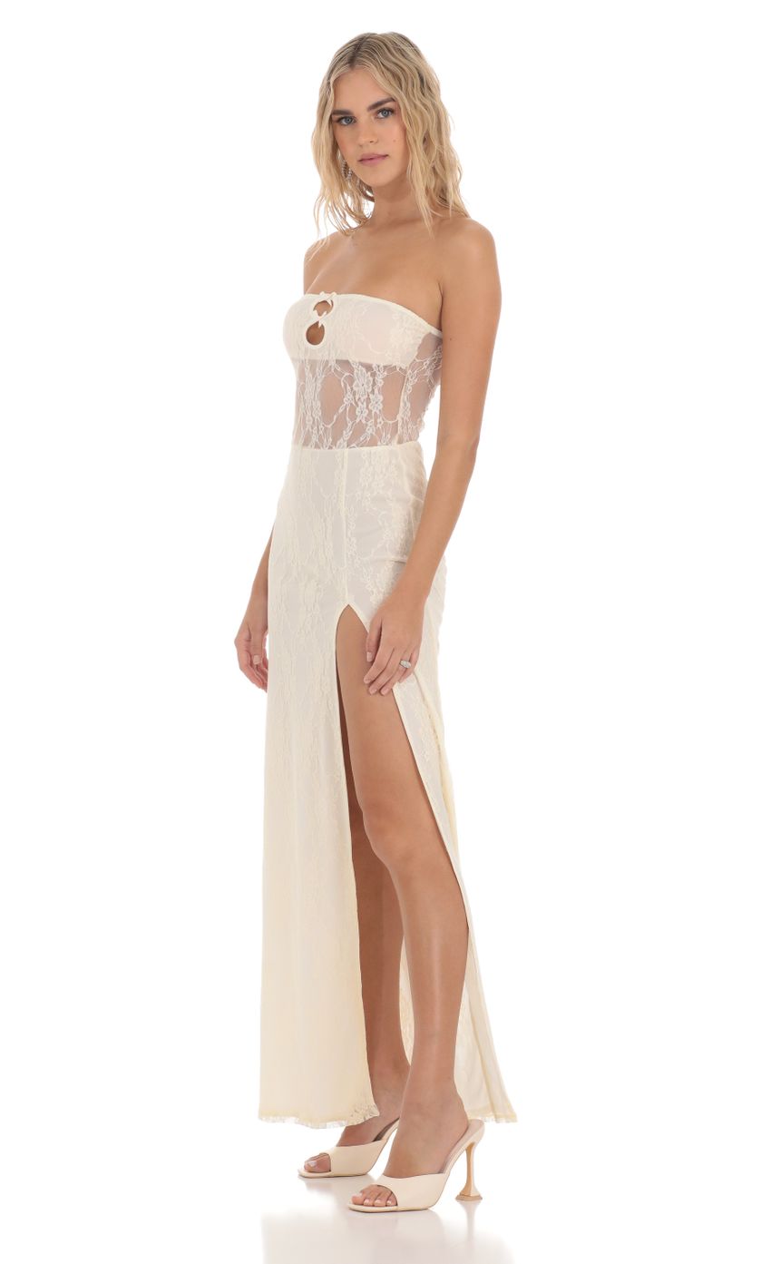 Picture Lace Cutout Strapless Maxi Dress in Cream. Source: https://media-img.lucyinthesky.com/data/Mar24/850xAUTO/35fba4ab-187a-4bca-ae89-096ea82a824c.jpg