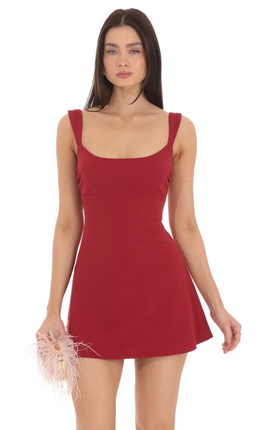 Picture Wide Strap Flare Dress in Red. Source: https://media-img.lucyinthesky.com/data/Mar24/850xAUTO/4234a7cf-debc-45ba-83b9-0edf4fd2d237.jpg
