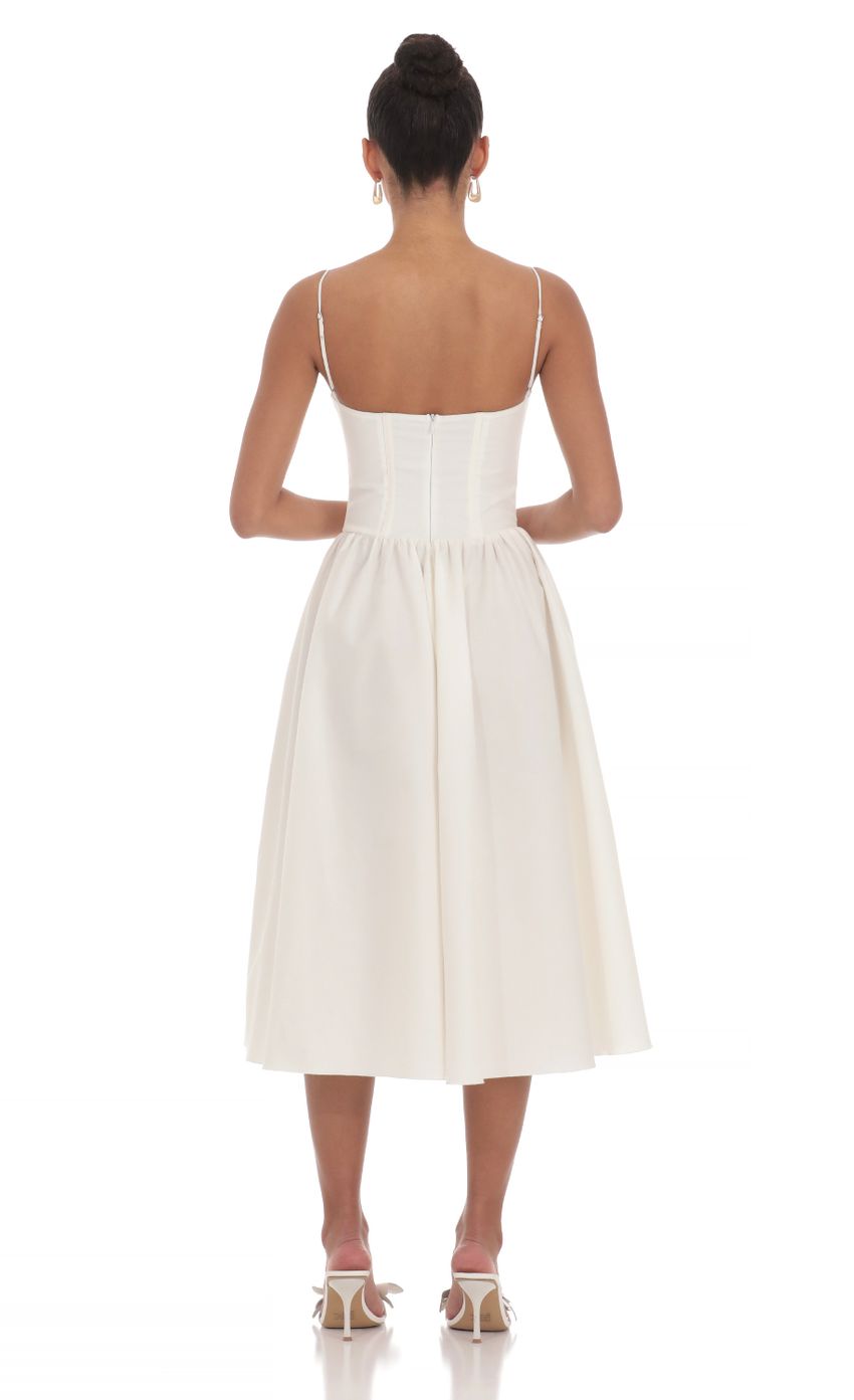 Picture Corset V-Neck Midi Dress in Ivory. Source: https://media-img.lucyinthesky.com/data/Mar24/850xAUTO/57f9809c-abfe-49cd-b90a-a0893b81d623.jpg