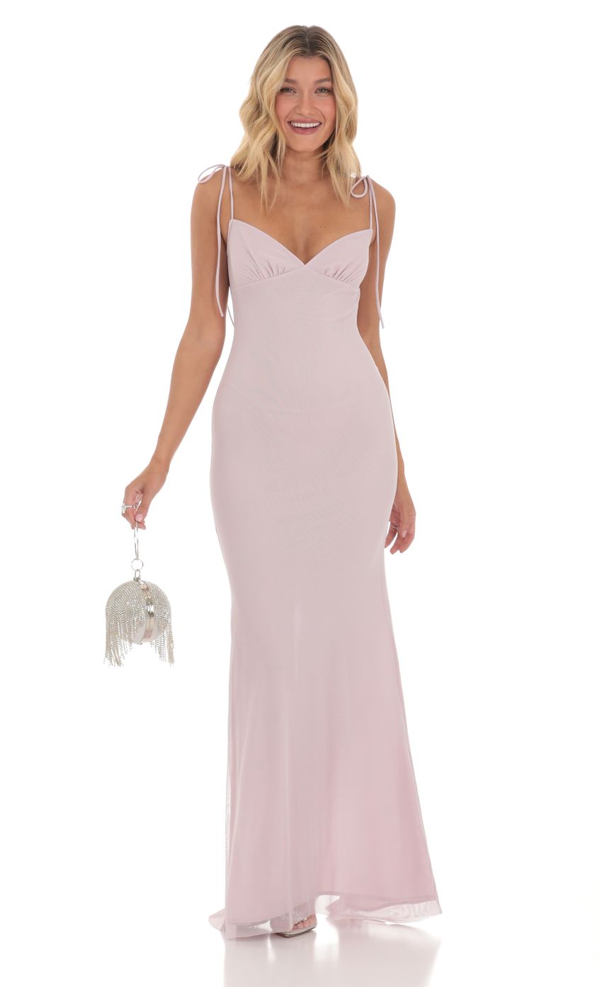 Picture Mesh Open Back Maxi Dress in Lilac. Source: https://media-img.lucyinthesky.com/data/Mar24/850xAUTO/592ed54b-ee3d-4ad8-8f77-e9d2c889202a.jpg