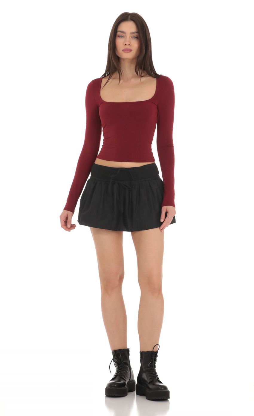 Picture Scoop Neck Long Sleeve Top in Maroon. Source: https://media-img.lucyinthesky.com/data/Mar24/850xAUTO/59a41f13-2960-4270-ae8a-df9e886f04b3.jpg
