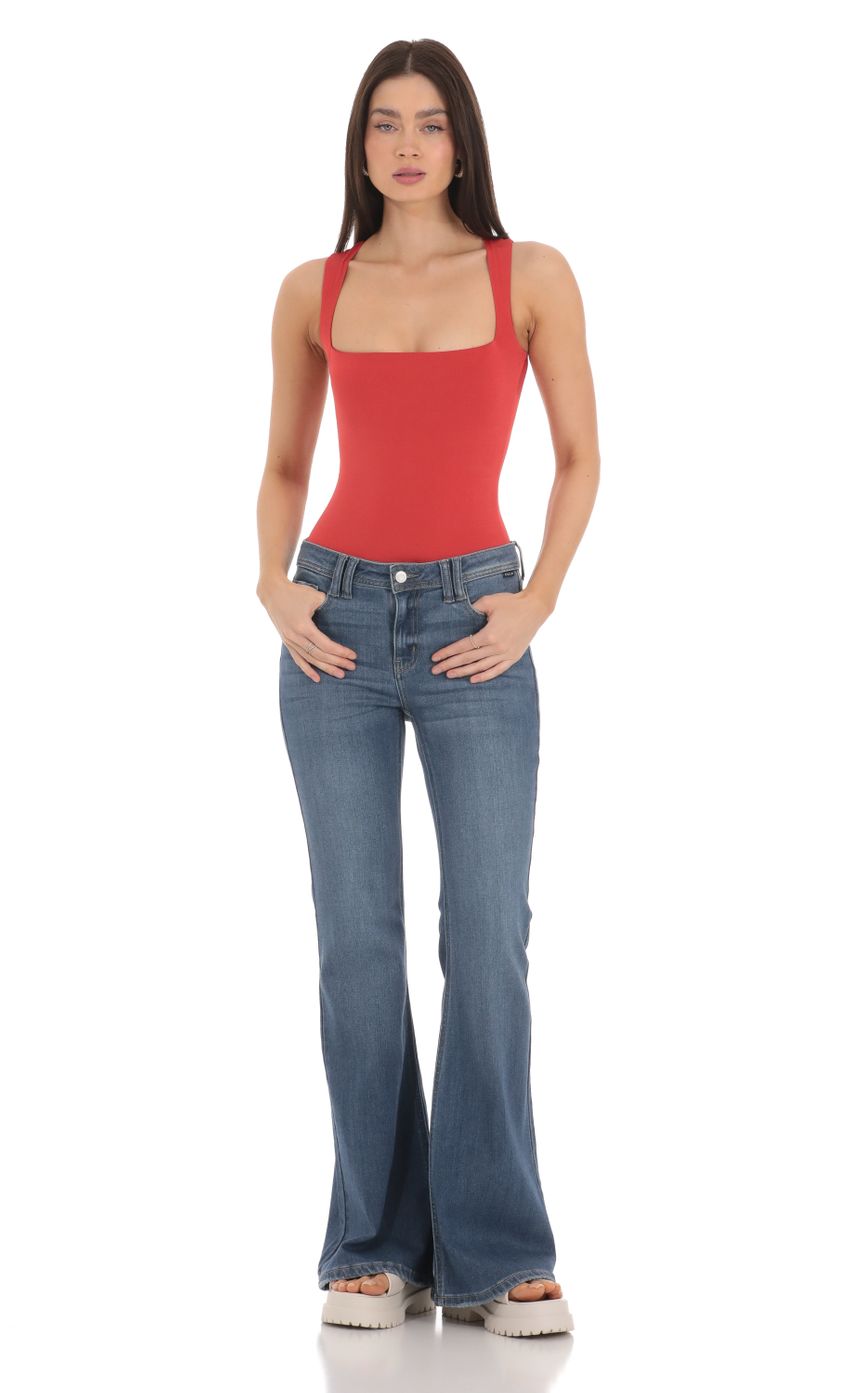 Picture Square Neck Bodysuit in Red. Source: https://media-img.lucyinthesky.com/data/Mar24/850xAUTO/5d74602e-b40d-4244-b909-1c4bb5ae0759.jpg
