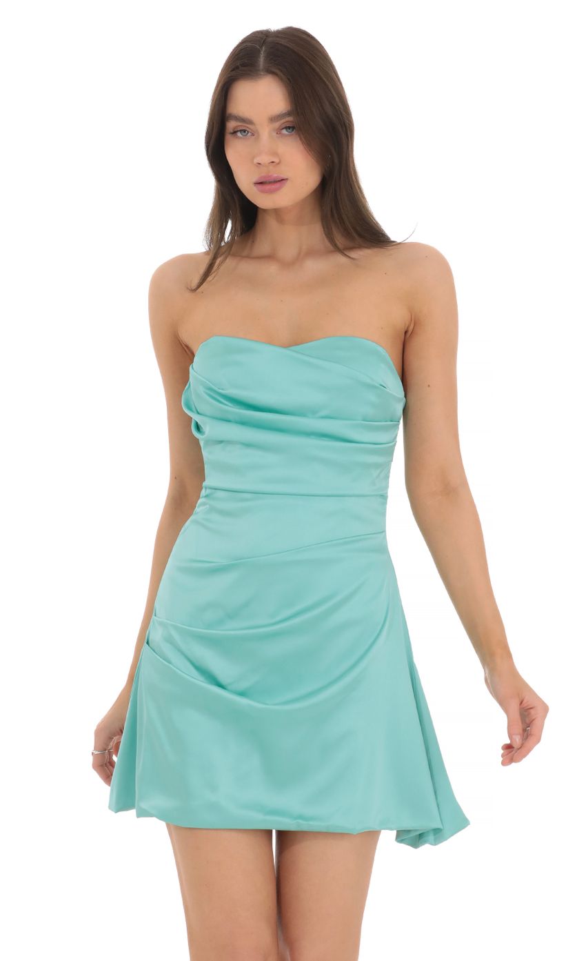 Picture Strapless Satin Asymetrical Dress in Min. Source: https://media-img.lucyinthesky.com/data/Mar24/850xAUTO/60089824-8441-4e3d-8f0e-8b4812c13f36.jpg