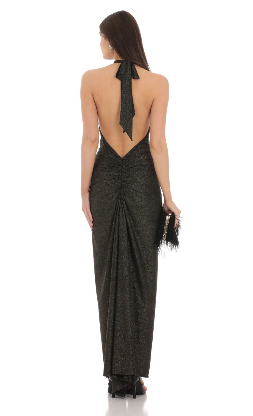 Picture Shimmer Open Back Halter Bodycon Dress in Black. Source: https://media-img.lucyinthesky.com/data/Mar24/850xAUTO/62d17ed0-5dbd-491b-be72-0c9f648d5fe4.jpg