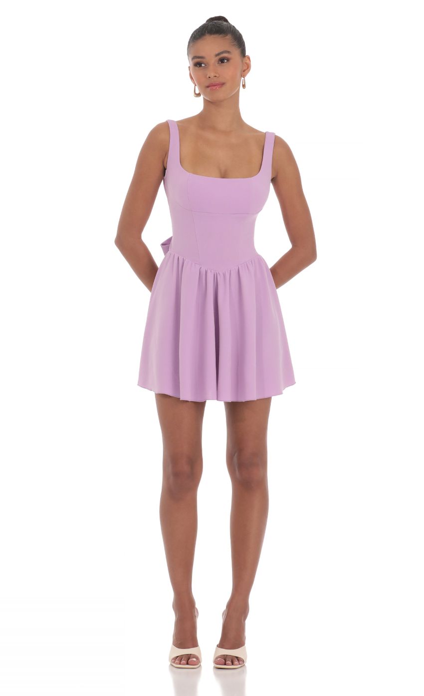 Picture Open Back Flare Dress in Lavender. Source: https://media-img.lucyinthesky.com/data/Mar24/850xAUTO/68d9c1e5-3552-45ed-992d-c4db882ef249.jpg