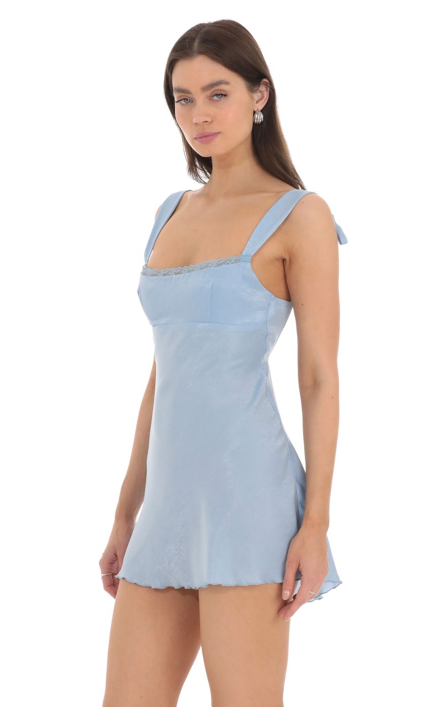 Picture Satin Lace Trim Open Back Dress in Blue. Source: https://media-img.lucyinthesky.com/data/Mar24/850xAUTO/6c48b536-9d74-45e4-af56-b2943be641eb.jpg