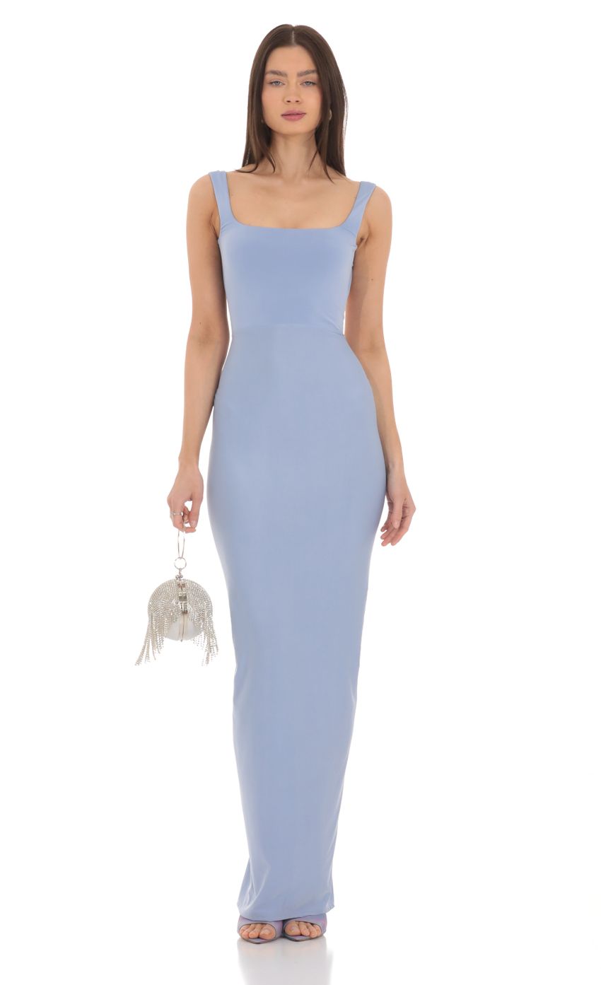Picture Square Neck Open Back Maxi Dress in Powder Blue. Source: https://media-img.lucyinthesky.com/data/Mar24/850xAUTO/7639f71c-9c0b-4d76-a63f-6711b6afce4c.jpg