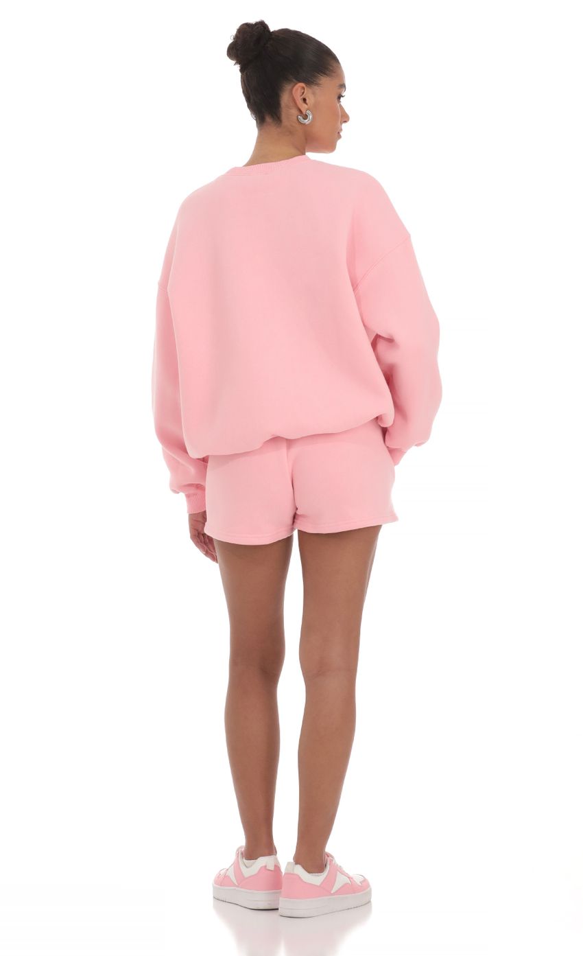 Picture Fleece Sweat Shorts in Blush. Source: https://media-img.lucyinthesky.com/data/Mar24/850xAUTO/77248918-dced-4c9a-80f0-493626b799d3.jpg