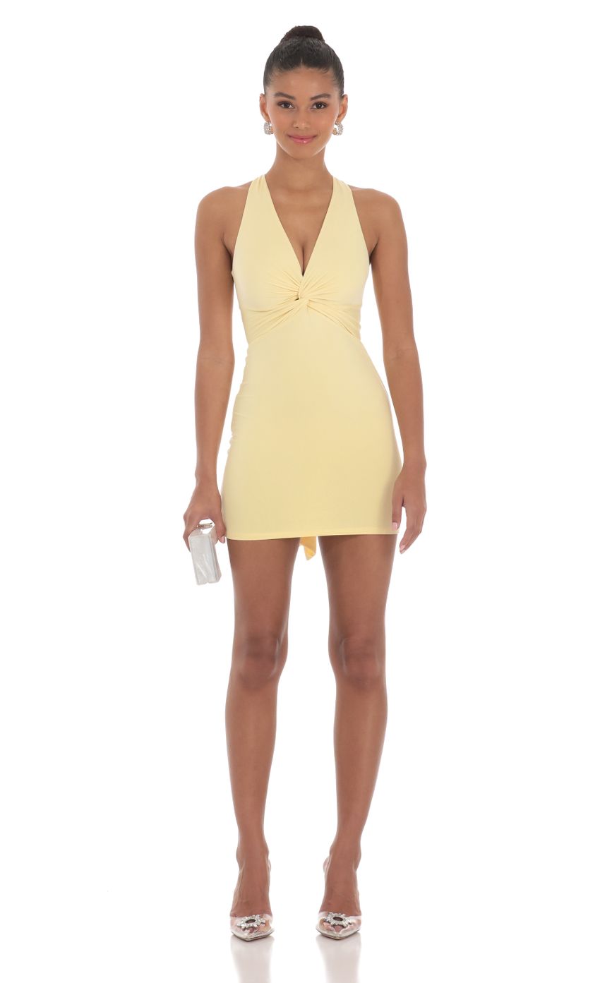 Picture Twist Open Back Dress in Yellow. Source: https://media-img.lucyinthesky.com/data/Mar24/850xAUTO/7d83bb12-be55-466e-9dc9-885caa7974a4.jpg