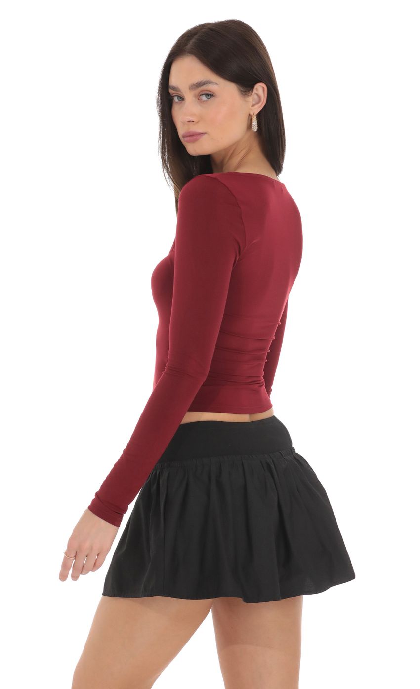 Picture Scoop Neck Long Sleeve Top in Maroon. Source: https://media-img.lucyinthesky.com/data/Mar24/850xAUTO/7e96dd93-b022-406e-a967-51615b44bd65.jpg